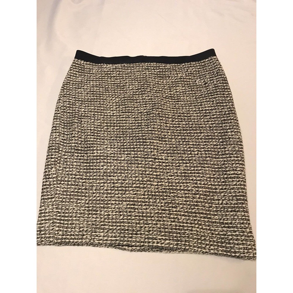 NWT Ann Taylor LOFT Black White Tweed Lined Pencil Skirt Cotton Blend Sz 12